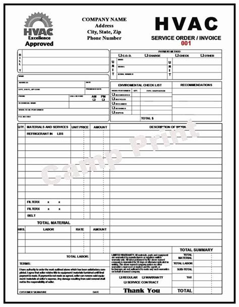 Hvac Invoices Templates