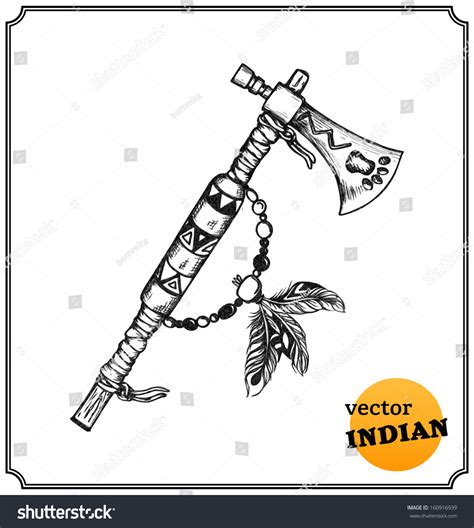 Native American Indian Tomahawk Sketch Style Stock Vector 160916939 ...