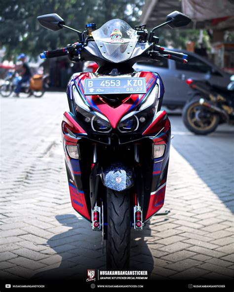 Desain Stiker Yamaha Aerox Connected Biru Merah Fullbody