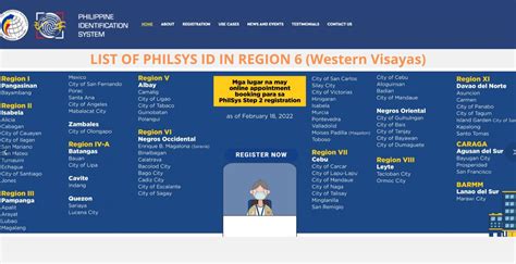 List Of Philsys Registration Centers In Region 6 Western Visayas