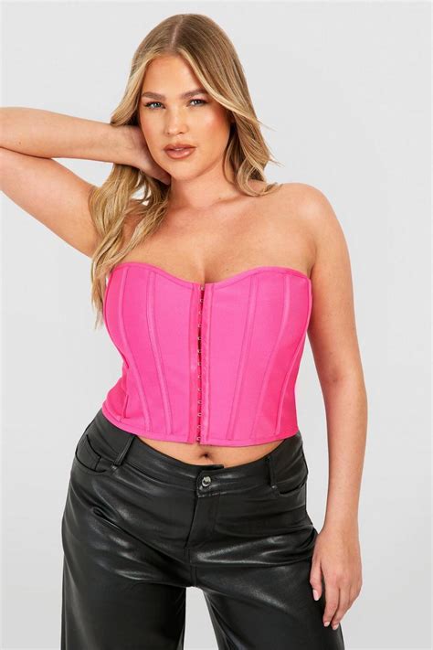 Plus Bandage Hook And Eye Corset Top Boohoo Uk