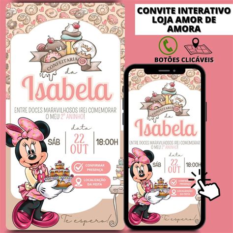 Convite Digital Interativo Confeitaria Da Minnie Elo