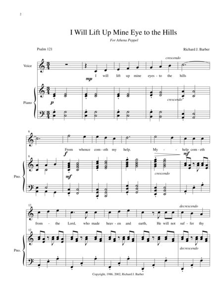 I Will Lift Up Mine Eyes To The Hills High Voice Sheet Music