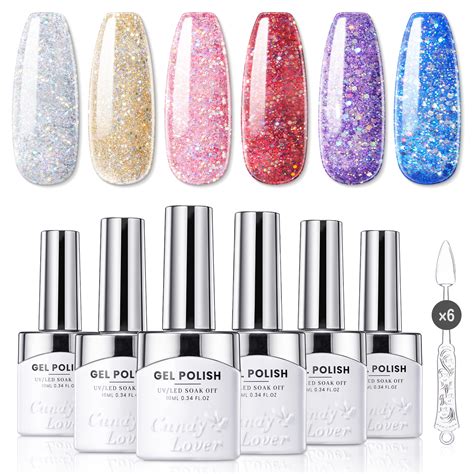 Gel Polish Kit Soak Nail Polish Glitter Glitter Red Nail Arts Diy Salon