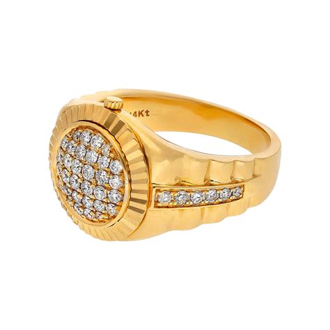 Anillo para caballero en oro amarillo 14K con diamante Joyería Lunas