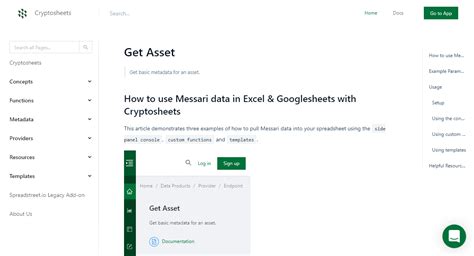 How To Pull Get Asset Data From Messari Into Excel And Google Sheets