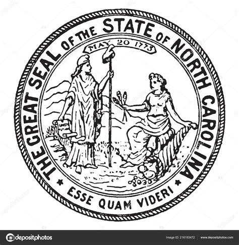 Great Seal State North Carolina 1773 Seal Has Two Female Stock Vector ...