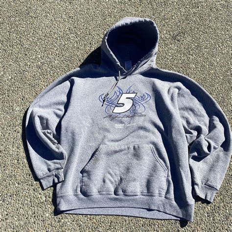 Perfect Boxy Nascar Grey Hoodie Size M Nascar 5 Depop