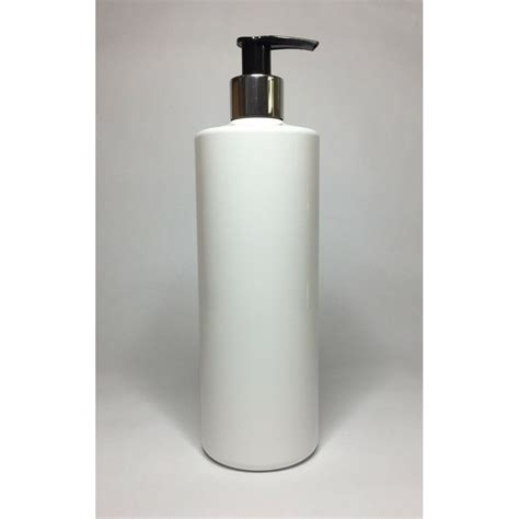 Ml White Pet Cylinder Bottle With Chrome Black Lotion Pump