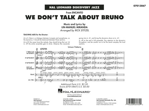 We Dont Talk About Bruno From Encanto Arr Rick Stitzel By Lin Manuel Miranda Sheet Music