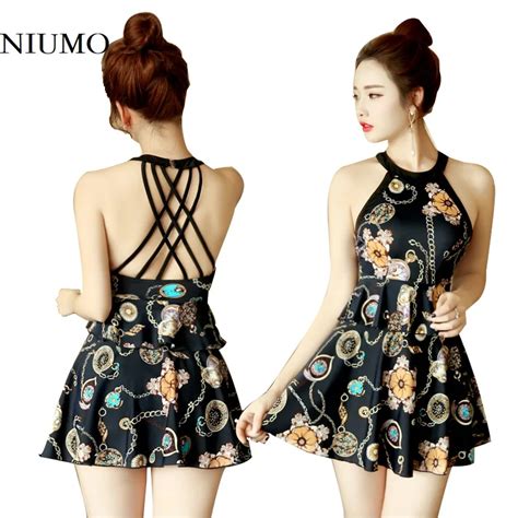 Buy Niumo Women Split Swimsuit New Skirt Style Flowers