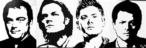 Crowley Sam Dean Castiel Line Art Drawings Supernatural Art