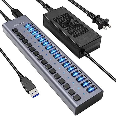 90w Powered Usb Hub Acasis 16 Ports Usb 3 0 Data Port Aluminum Housing