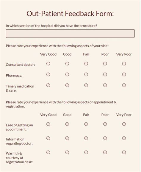 Out Patient Feedback Form Template Free 123FormBuilder