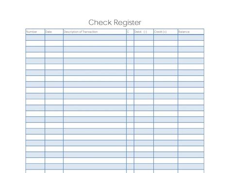 Checkbook Register Worksheets