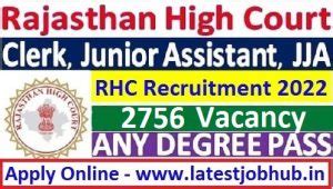 Rajasthan High Court Clerk Recruitment 2022 2756 LDC Posts