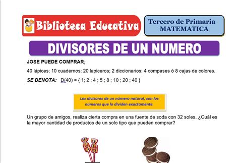 Divisores de un número para Tercero de Primaria Biblioteca Educativa