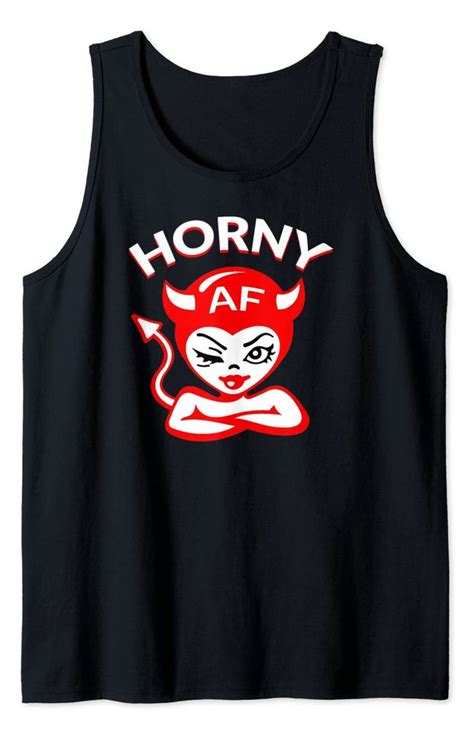 Horny Stickers Tank Top Horny AF Red Devil Gift Sold By Patent Edwina SKU OFF