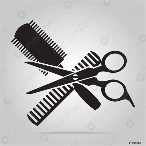 Hair Salon With Scissors And Comb Icon Stock Vector Crushpixel