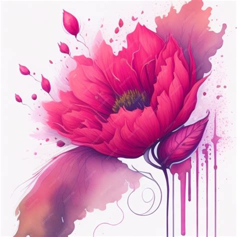 Premium Ai Image Abstract Double Exposure Watercolor Flower Digital