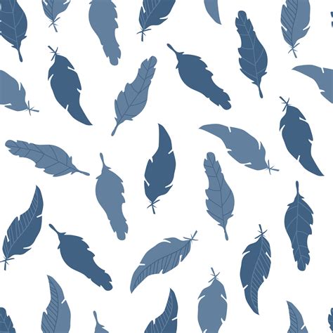 Seamless Feather Pattern Elements Of A Linear Hand Drawn Design