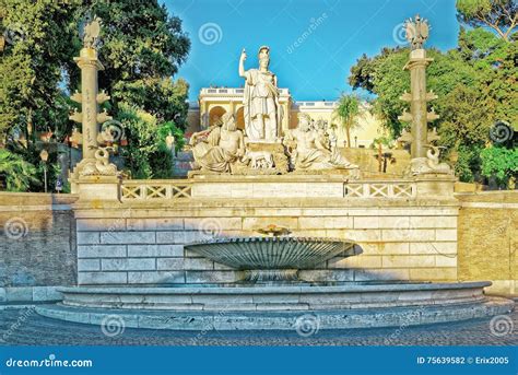 Fountain In Piazza Del Popolo In Rome In Italy Stock Photo Image Of