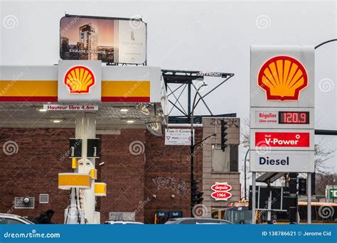 Shell Logo in Front of One of Their Gas Stations in Canada. Editorial ...