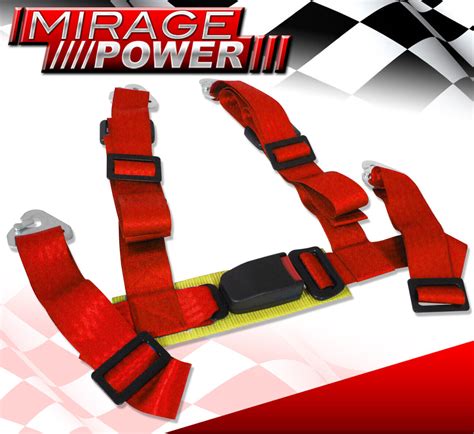 Universal 2 Strap 4point Quick Release Seat Belt Harness Red Ebay