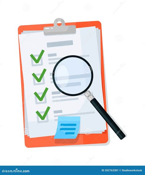 Magnifying Checklist Icon Color Outline Vector