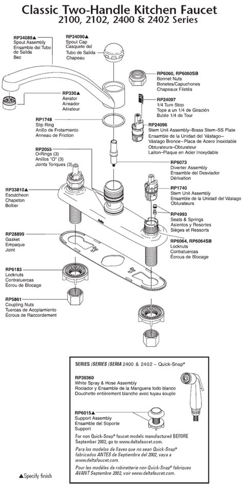 PlumbingWarehouse Delta Kitchen Faucet Parts For Models 2100