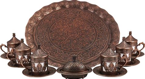 Traditional Design Cast Zamak Turkish Armenian Arabic Greek Coffee Set