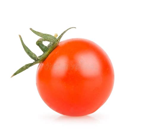 Um Tomate De Cereja Em Um Fundo Branco Imagem De Stock Imagem De