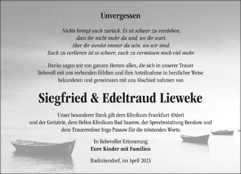 Traueranzeigen Von Siegfried Und Edeltraud Lieweke M Rkische