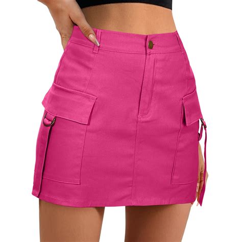 Gdreda Sexy Skirts For Women Low Waist Cargo Skirt Women Button Mini Cargo Skirt With Pocket A