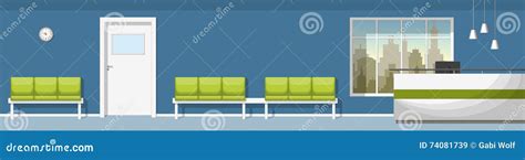 Illustration Of A Waiting Room With Counter Stock Vector Illustration