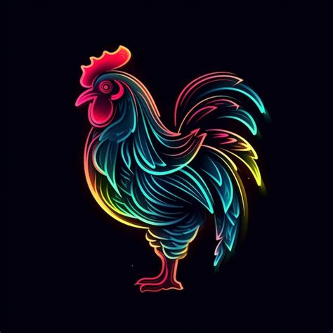 Premium Ai Image Neon Rooster