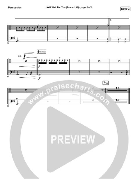 I Will Wait For You Psalm 130 Choral Anthem SATB Percussion Sheet