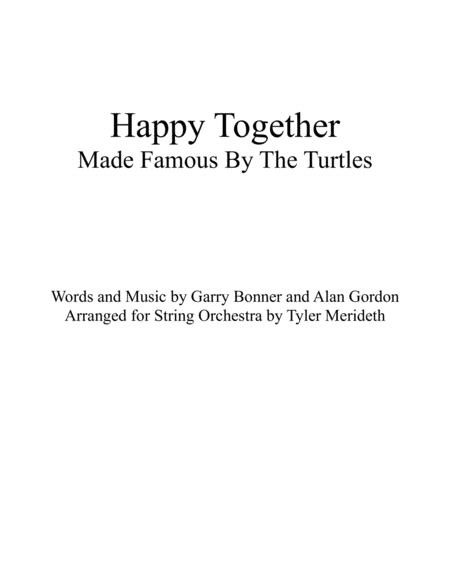 Happy Together Arr Tyler Merideth By The Turtles Sheet Music For