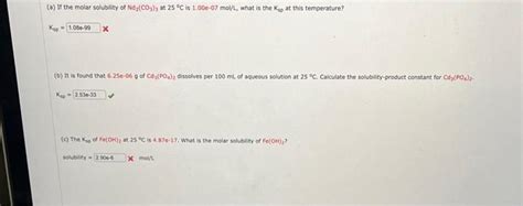 Solved A If The Molar Solubility Of Nd Co At C Is Chegg