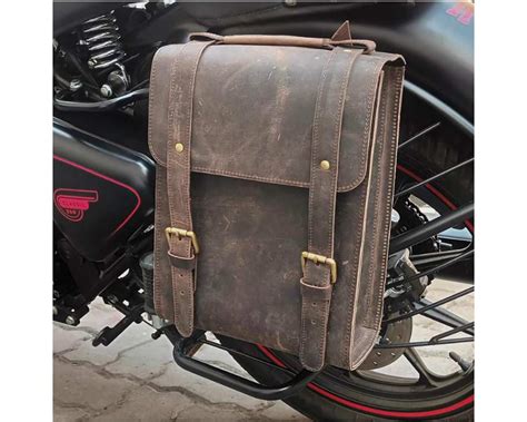 Leather Motorcycle Saddlebags Side Bag Pannier Vintage Brown