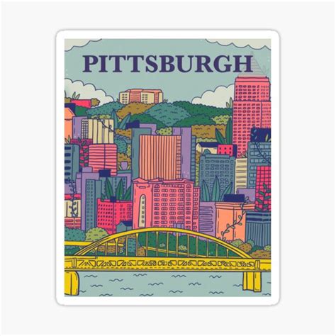 Pittsburgh Illustration City Of Pittsburgh Pa Drawing Sticker For