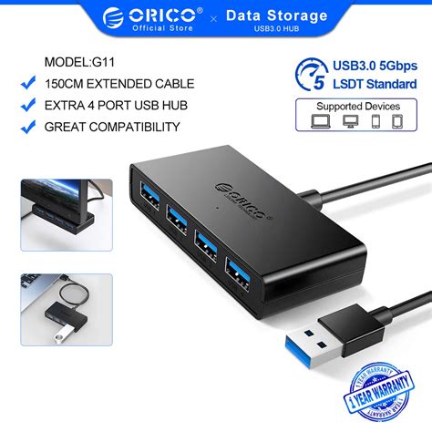 Hub Usb 4 Portas Fio De 1 Metro Otg Usb C Adaptador Teclado E