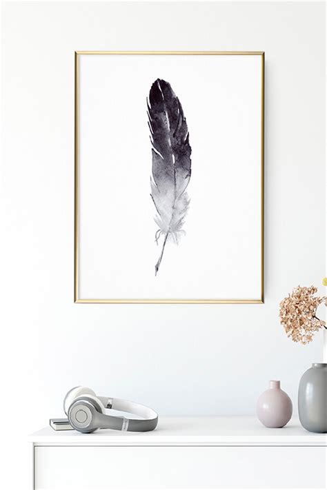 Black Feather Poster Tablo Fekarehome