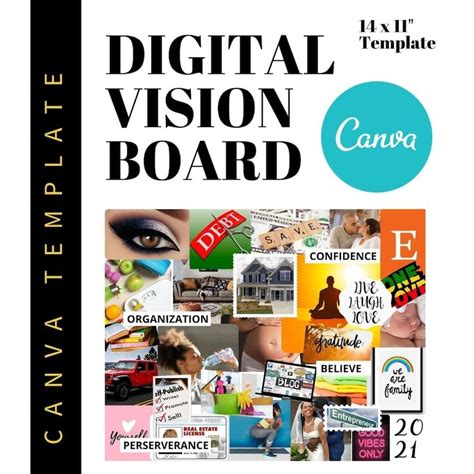 Digital Vision Board Template Canva Kit Goal Setting