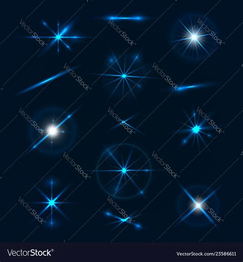 Blue light effects collection Royalty Free Vector Image