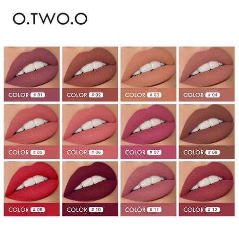 O Two O 12 Colors Lips Makeup Lipstick Lip Gloss Long Lasting Moisture