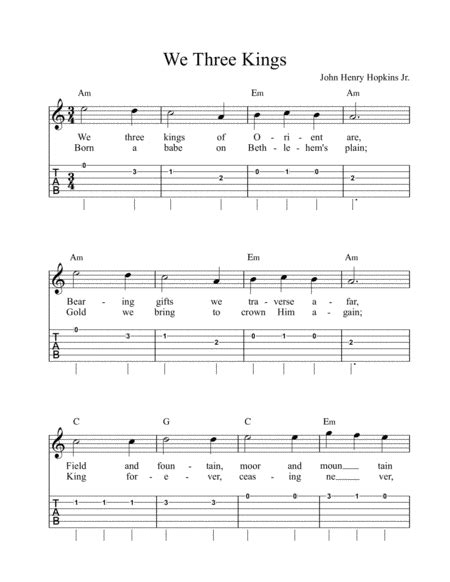 We Three Kings Guitar Tablature Digital Sheet Music Sheet Music Plus