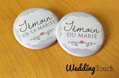 Lot 2 badges cadeau témoins mariage Témoin mariée témoin marié