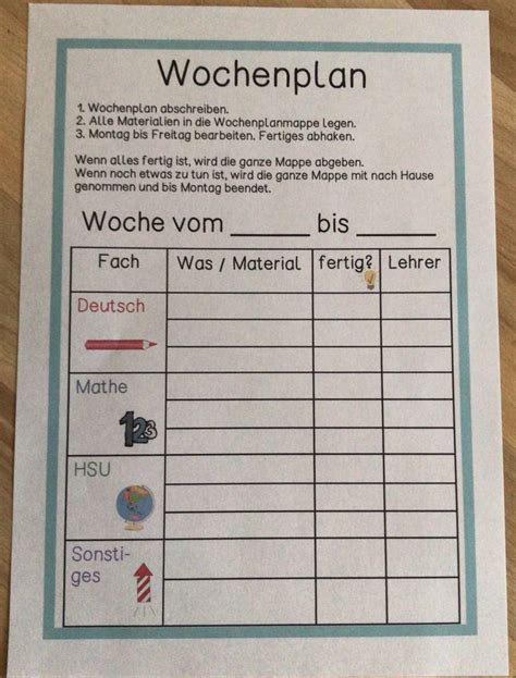 Wochenplan Vorlage Wochen Planer Lehrer Planer Lernen Tipps Schule