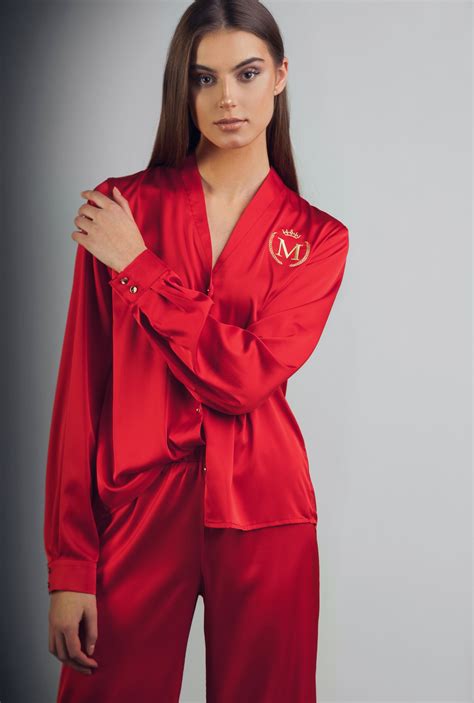 Red Silk Personalized Pajama Silk Pajamas Personalized Pajamas